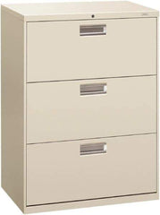 Hon - 30" Wide x 40-7/8" High x 19-1/4" Deep, 3 Drawer Roll-Out - Steel, Light Gray - All Tool & Supply