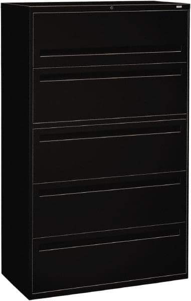 Hon - 42" Wide x 67" High x 19-1/4" Deep, 5 Drawer Roll-Out, Roll-Out Posting - Steel, Black - All Tool & Supply