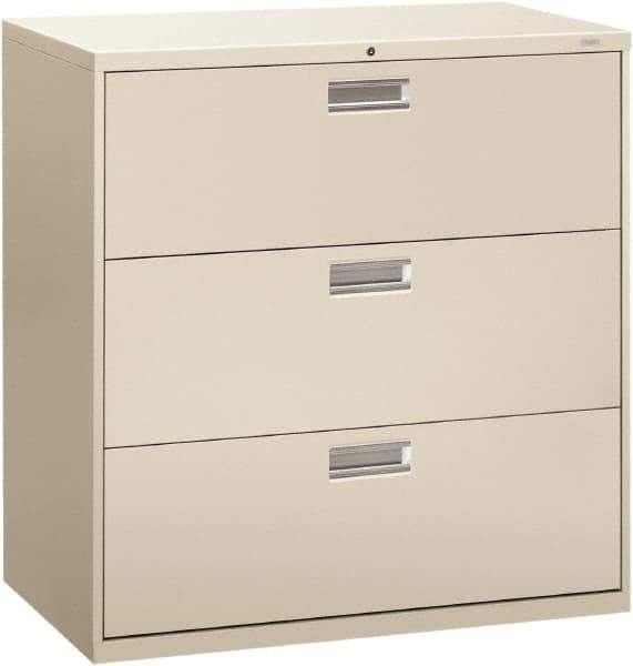 Hon - 42" Wide x 40-7/8" High x 19-1/4" Deep, 3 Drawer Lateral File - Steel, Light Gray - All Tool & Supply