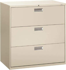 Hon - 42" Wide x 40-7/8" High x 19-1/4" Deep, 3 Drawer Lateral File - Steel, Light Gray - All Tool & Supply