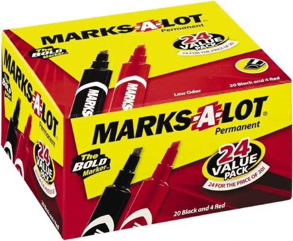 Marks-A-Lot - Red & Black Permanent Marker - Chisel Tip, AP Nontoxic Ink - All Tool & Supply