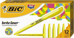 Bic - Flouorescent Yellow Highlighter - Chisel Tip, Water Base Ink - All Tool & Supply