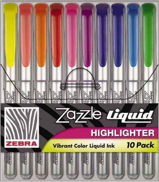 Zebra - Assorted Colors Highlighter - Chisel Tip, Water Base Ink - All Tool & Supply