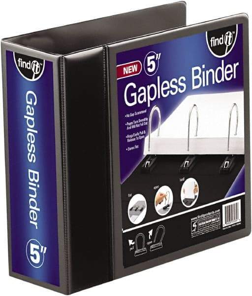 Find-It - 1,050 Sheet Capacity, 11 x 8-1/2", View Ring Binder - Vinyl, Black - All Tool & Supply