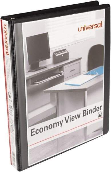 UNIVERSAL - 175 Sheet Capacity, 11 x 8-1/2", View Ring Binder - Polypropylene, Black - All Tool & Supply