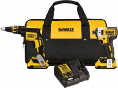 DeWALT - 20 Volt Cordless Tool Combination Kit - Includes Brushless Drywall Screwgun & 1/4" Brushless 3-Speed Impact Driver, Lithium-Ion Battery Included - All Tool & Supply