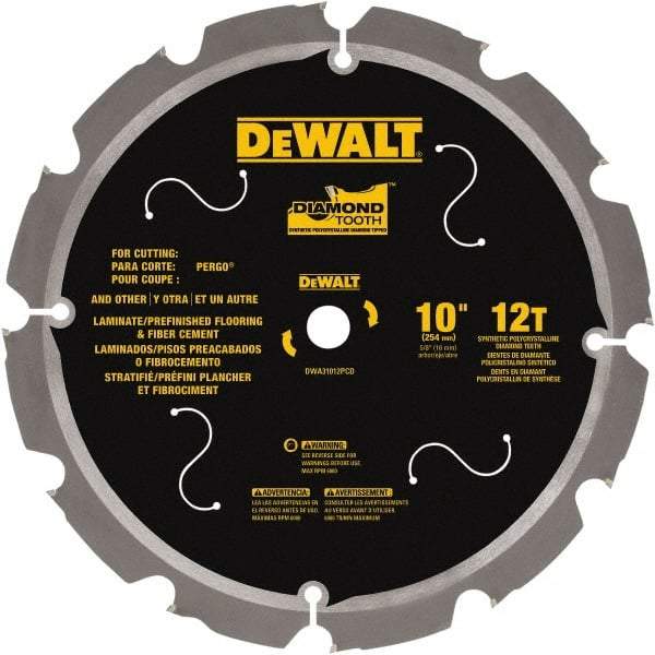 DeWALT - 10" Diam, 15.88mm Arbor Hole Diam, 12 Tooth Wet & Dry Cut Saw Blade - Steel, Smooth Action, Standard Round Arbor - All Tool & Supply