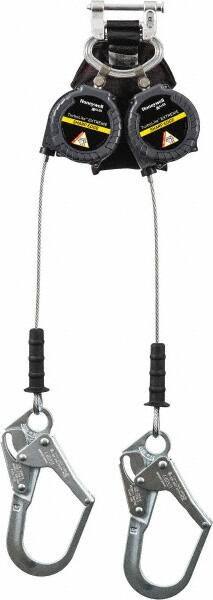 Miller - 9' Long, 420 Lb Capacity, Galvanized Steel Cable Fall Limiter - 3/16" Diam, Steel Locking Rebar Hook Connector, Aluminum Carabiner Connector with Integral Shock Pack - All Tool & Supply