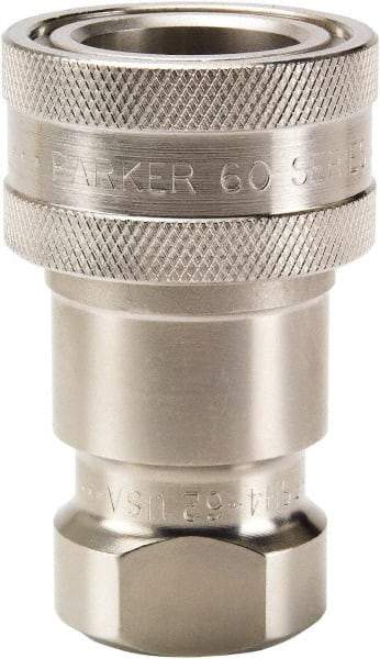 Parker - 3/4-16 SAE ORB 316 Stainless Steel Hydraulic Hose Female Straight Thread Coupler - 1,500 psi, 6 GPM, Series 60 - All Tool & Supply