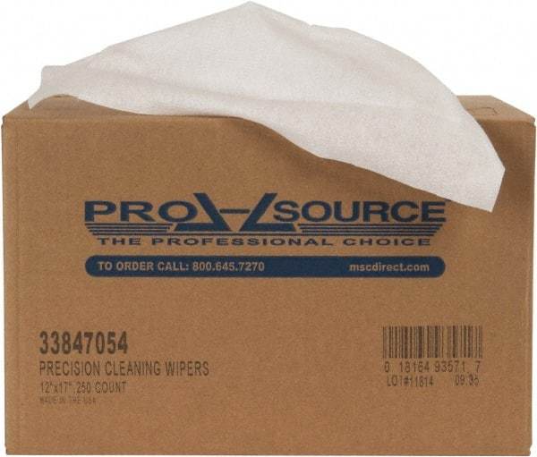 PRO-SOURCE - Dry Clean Room/Lab/Critical Task Wipes - Double Sided Box, 17" x 12" Sheet Size, White - All Tool & Supply