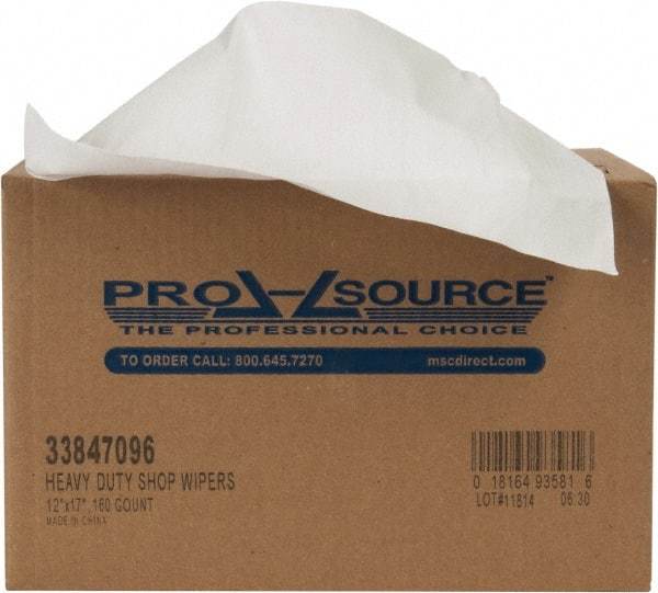 PRO-SOURCE - Dry Shop Towel/Industrial Wipes - Double Sided Box, 17" x 12" Sheet Size, White - All Tool & Supply