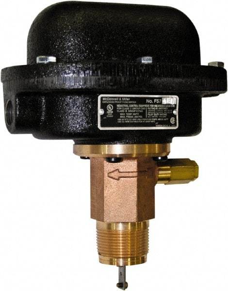 McDonnell & Miller - 300 psi, Brass Housing, Adjustable Paddle Flow Switch - 7.7 Flow Set Point, 35,004 Flow Point cc/min, 4.8 to 998 GPM, 120/240 Voltage, 1-1/4 Inch Thread Size - All Tool & Supply