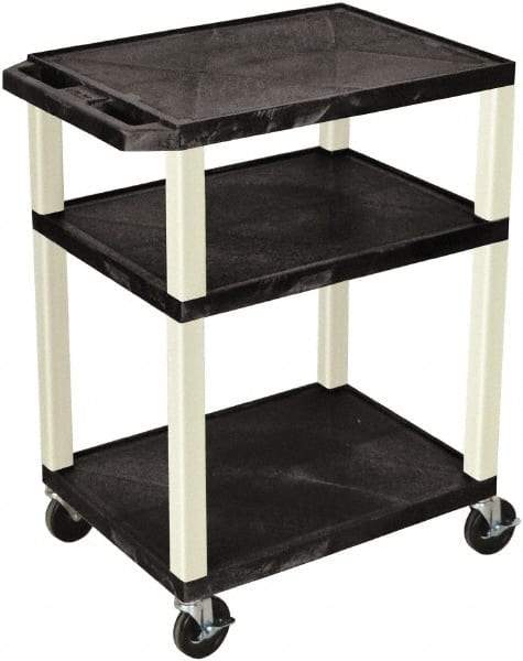 Luxor - 300 Lb Capacity, 24" Wide x 18" Long x 34" High Standard Utility Cart - 3 Shelf, Plastic - All Tool & Supply