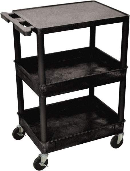 Luxor - 300 Lb Capacity, 24" Wide x 18" Long x 36" High Shelf Cart - 3 Shelf, Plastic - All Tool & Supply