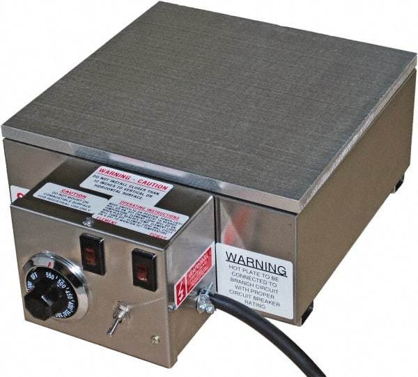 Valad Electric Heating - 18" Long x 12 Wide x 6" High, 110/120 Volt Hot Plate - 100 to 550°F, 1 Burner, Aluminum Plate, 1500 Watt, 13.6 Amps, 304 Stainless Steel Base - All Tool & Supply