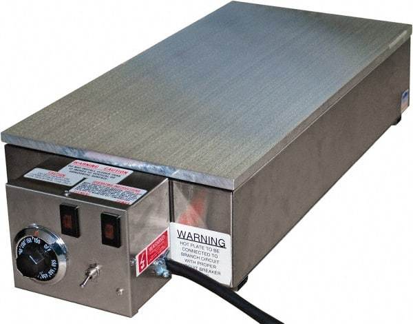 Valad Electric Heating - 28" Long x 14 Wide x 6" High, 220 Volt Hot Plate - 100 to 550°F, 1 Burner, Aluminum Plate, 2500 Watt, 11.4 Amps, 304 Stainless Steel Base - All Tool & Supply