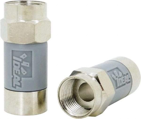 Ideal - Straight, F Type Compression Coaxial Connector - Compatible with RG6, Gray Housing - All Tool & Supply