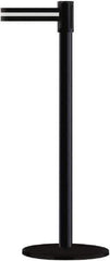 Tensator - 38" High, 2" Pole Diam, Barricade Tape Dispenser - 14" Base Diam, Round Plastic Base, Black Steel Post, 7-1/2' x 1-7/8" Tape, Single Line Tape, For Outdoor Use - All Tool & Supply