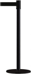 Tensator - 38" High, 2" Pole Diam, Barricade Tape Dispenser - 14" Base Diam, Round Plastic Base, Black Steel Post, 13' x 1-7/8" Tape, Single Line Tape, For Outdoor Use - All Tool & Supply