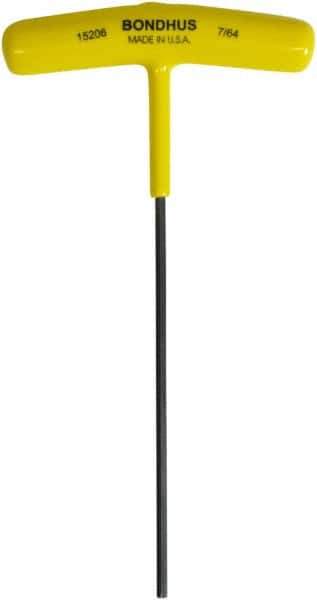 Bondhus - 3/32" Hex, T-Handle Cushion Grip, Hex Key - 6" OAL, Protanium High Torque Steel, Inch System of Measurement - All Tool & Supply