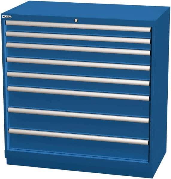 LISTA - 8 Drawer, Modular Storage Cabinet - Steel, 40-1/4" Wide x 22-1/2" Deep x 41-3/4" High, Blue - All Tool & Supply