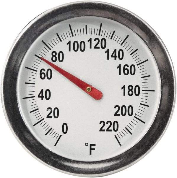 General - 8 Inch Long Stem, 2 Inch Dial Diameter, Back Connected Bi-Metal Thermometer - 220°Fahrenheit - All Tool & Supply