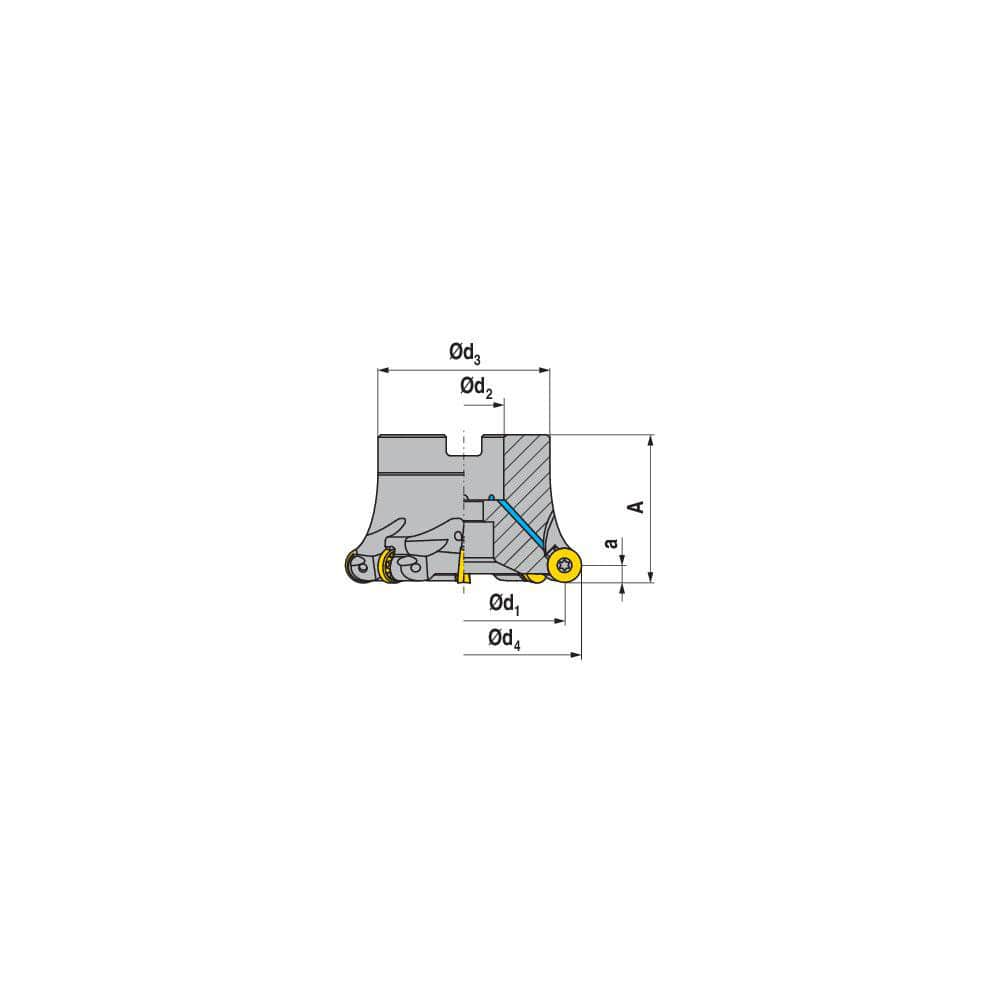 Indexable Copy Face Mills; Maximum Depth Of Cut: 6.00 mm; Compatible Insert Size Code: RP.X 1204..; Arbor Hole Diameter (mm): 27.00; Maximum Ramping Angle: 1.3  ™; Overall Height (mm): 50.00 mm; Series: A251-12; Number of Cutter Inserts: 7; Cutter Style: