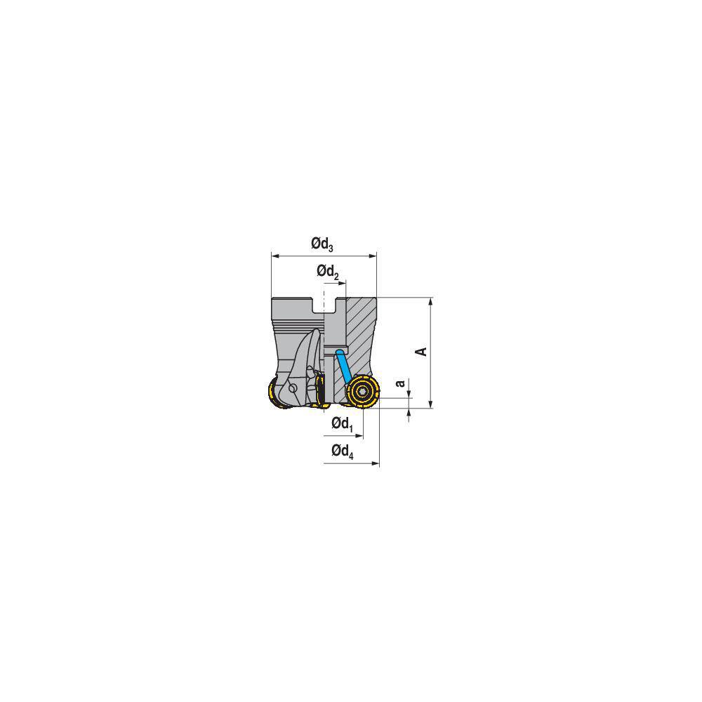 Indexable Copy Face Mills; Maximum Depth Of Cut: 0.1180 in; Compatible Insert Size Code: RNHU 1205..; Arbor Hole Diameter (mm): 0.50; Maximum Ramping Angle: 0  ™; Overall Height (mm): 1.5000 in; Series: A252-12; Number of Cutter Inserts: 4; Cutter Style: