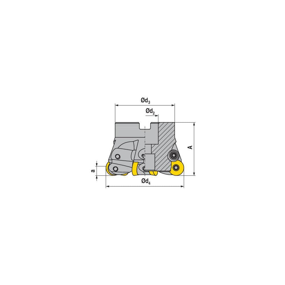 Indexable Copy Face Mills; Maximum Depth Of Cut: 5.10 mm; Compatible Insert Size Code: RD.X 1604..; Arbor Hole Diameter (mm): 32.00; Maximum Ramping Angle: 3.3  ™; Overall Height (mm): 53.00 mm; Series: R1007A-16; Number of Cutter Inserts: 7; Cutter Style