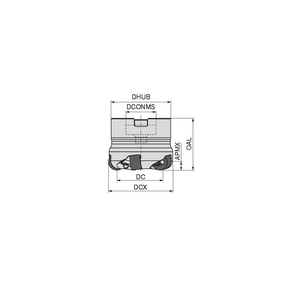 Indexable Copy Face Mills; Maximum Depth Of Cut: 6.00 mm; Compatible Insert Size Code: RP..1204; Arbor Hole Diameter (mm): 22.00; Maximum Ramping Angle: 0  ™; Overall Height (mm): 40.00 mm; Series: A261-12; Number of Cutter Inserts: 4; Cutter Style: A261;