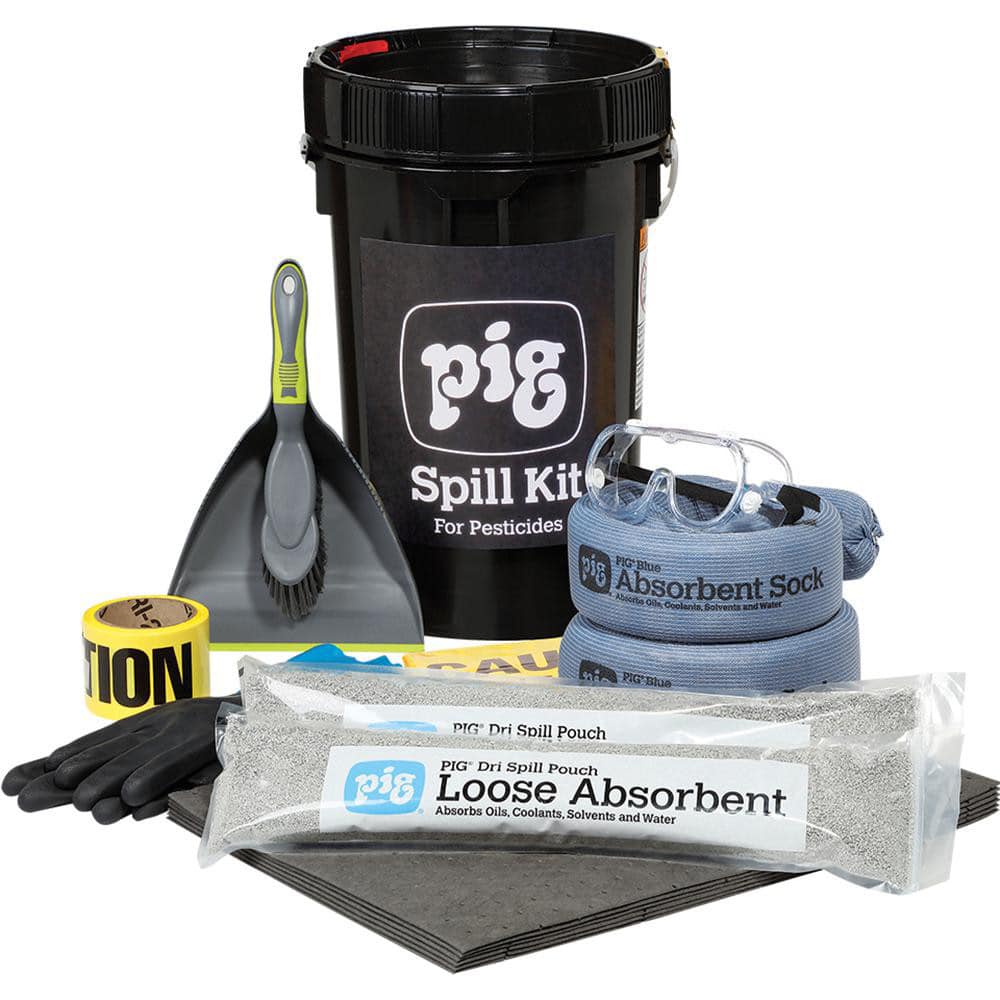 Spill Kits; Kit Type: Pesticides Spill Kit; Container Type: Bucket; Absorption Capacity: 3.5 gal; Color: Black; Portable: Yes; Capacity per Kit (Gal.): 3.5 gal