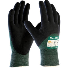 ‎34-8753/M Gloves for Cut Protection - MaxiFlex Cut - Green Eng Yrn - Black 3/4 MicroFoam Nitrile Coating - EN3 - Exact Industrial Supply