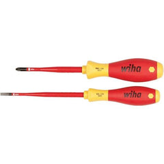 Wiha - 2 Piece Slotted, Phillips & Square Screwdriver Set - Bit Sizes: Philips #2, Comes in Vinyl Pouch - All Tool & Supply