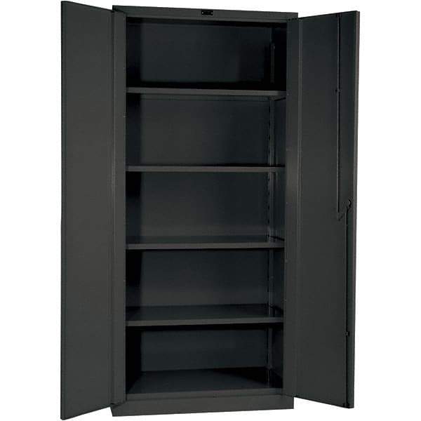 Hallowell - 4 Shelf Locking Storage Cabinet - Steel, 60" Wide x 24" Deep x 78" High, Gray - All Tool & Supply