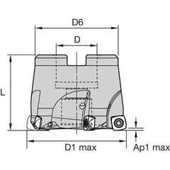 Kennametal - 7 Inserts, 52mm Cutter Diam, 1.5mm Max Depth of Cut, Indexable High-Feed Face Mill - 22mm Arbor Hole Diam, 40mm High, 7792VXD09 Toolholder, XD..090408 Inserts, Series 7792VX - All Tool & Supply