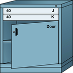 Bench-Standard Cabinet - 2 Drawers - Base Shelf - Adjustable Shelf - Lockable Swing Door - 30 x 28-1/4 x 33-1/4" - Multiple Drawer Access - All Tool & Supply