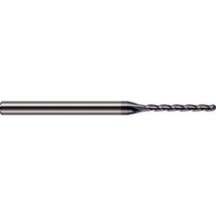 Ball End Mill: 0.093″ Dia, 1.125″ LOC, 3 Flute, Solid Carbide 2-1/2″ OAL, 1/8″ Shank Dia, 30 ° Helix, AlTiN Coated, Single End