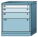 32.25 x 28.25 x 30'' (4 Drawers) - Pre-Engineered Modular Drawer Cabinet Bench Height (88 Compartments) - All Tool & Supply