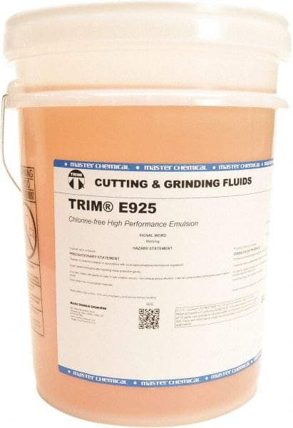 Master Fluid Solutions - Trim E925, 5 Gal Pail Emulsion Fluid - Water Soluble, For Cutting, Drilling, Sawing, Grinding - All Tool & Supply