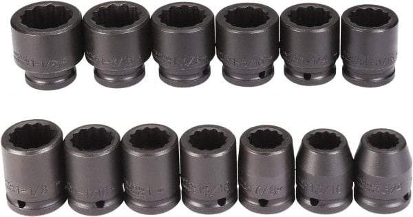 Proto - 13 Piece 3/4" Drive Black Finish Impact Socket Set - 12 Points, 3/4" to 1-1/2" Range, Inch Measurement Standard - All Tool & Supply