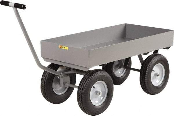 Little Giant - 3,500 Lb Capacity Steel Wagon Truck - Steel Deck, 30" OAW, 60" Platform Length x 18-1/2" Platform Height, Mold On Rubber Casters - All Tool & Supply