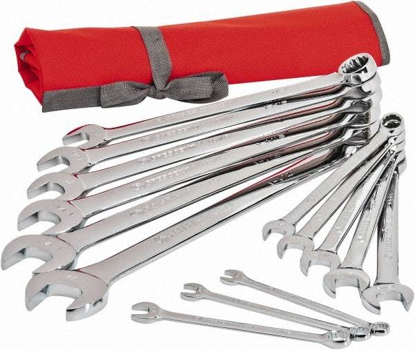 Crescent - 14 Piece, 3/8" to 1-1/4", 12 Point Combination Wrench Set - Inch Measurement Standard, Full Polish Chrome Finish - All Tool & Supply