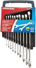 Crescent - 10 Piece, 1/4" to 3/4", 12 Point Combination Wrench Set - Inch Measurement Standard, Full Polish Chrome Finish - All Tool & Supply