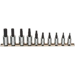 Proto - 10 Piece 1/4 & 3/8" Drive Torx Bit Socket Set - T10 to T55 Torx, Comes in Rail - All Tool & Supply