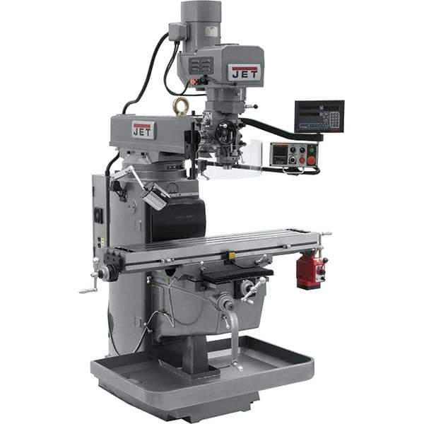 Jet - 10" Table Width x 50" Table Length, Electronic Variable Speed Control, 3 Phase Knee Milling Machine - 3 hp - All Tool & Supply