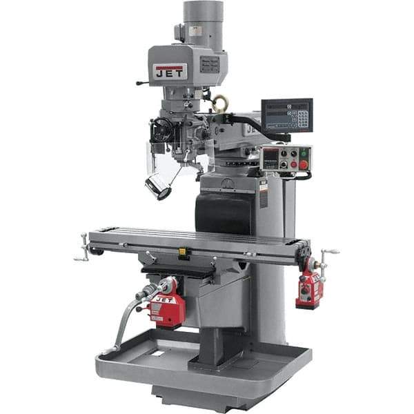 Jet - 10" Table Width x 50" Table Length, Electronic Variable Speed Control, 3 Phase Knee Milling Machine - 3 hp - All Tool & Supply