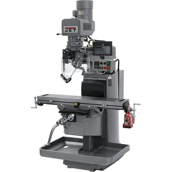 Jet - 10" Table Width x 50" Table Length, Electronic Variable Speed Control, 3 Phase Knee Milling Machine - 3 hp - All Tool & Supply