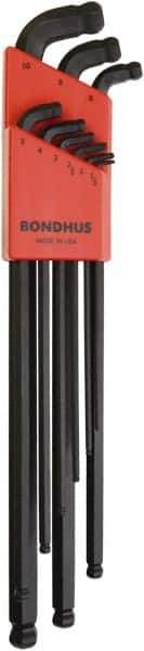 Bondhus - 9 Piece L-Key Ball End Hex Key Set - Hex Range 1.5 to 10mm, Protanium High Torque Steel - All Tool & Supply