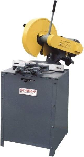 Kalamazoo - 14" Blade Diam, 1" Arbor Hole, Miter Chop & Cutoff Saw - 4,400 RPM, 5 hp, 220/440 Volts, 3 Phase - All Tool & Supply