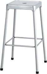 Safco - 29 Inch High, Stationary Drafting, Warehouse and Industrial Stool - 17 Inch Deep x 17 Inch Wide, Steel Seat, Silver - All Tool & Supply